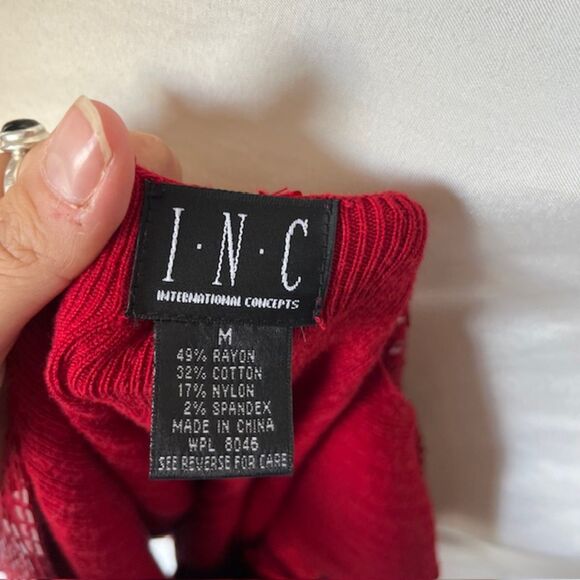 I.N.C Red Sequin Beaded Blouse - Picture 6 of 6